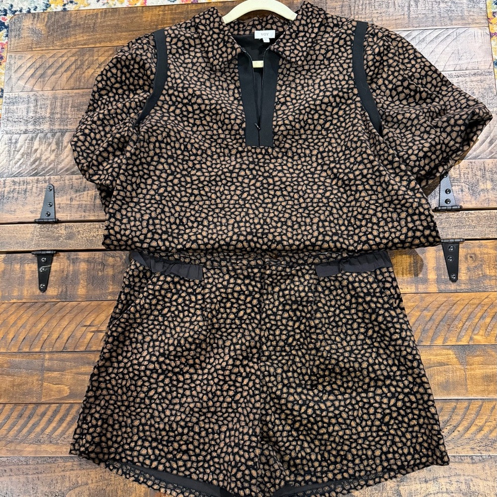Vince Brown Black Printed Skort Set - Brown/Black